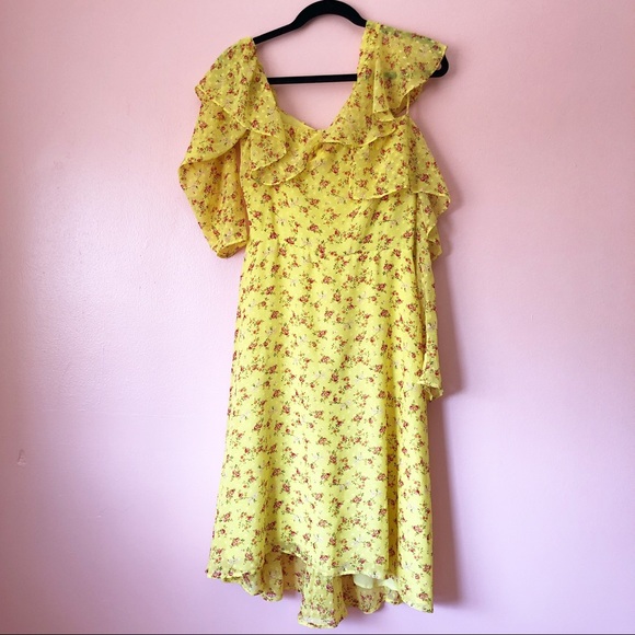 ASOS Yellow Floral Ruffle Midi Dress - Picture 2 of 4